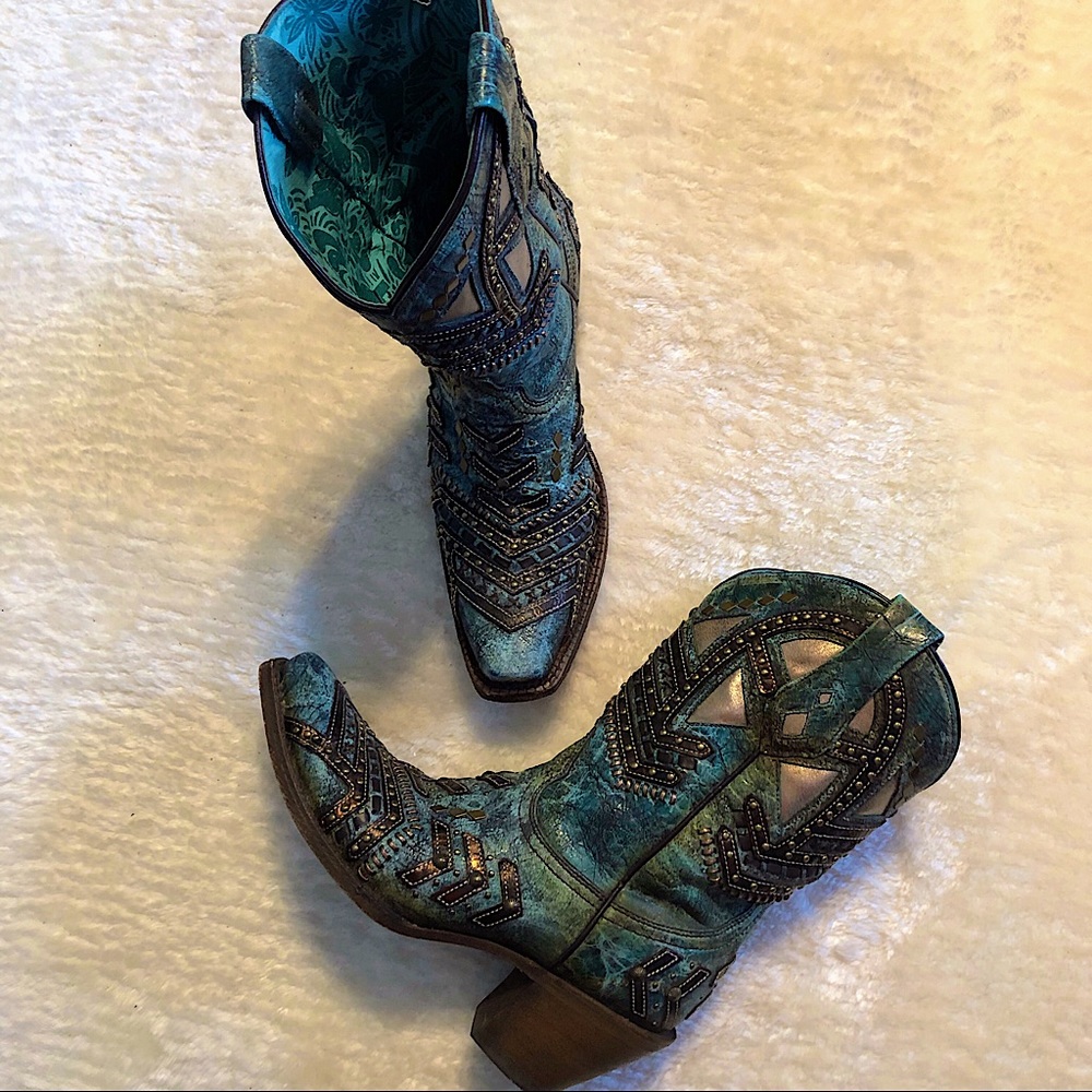 Corral teal western boots, worn twice